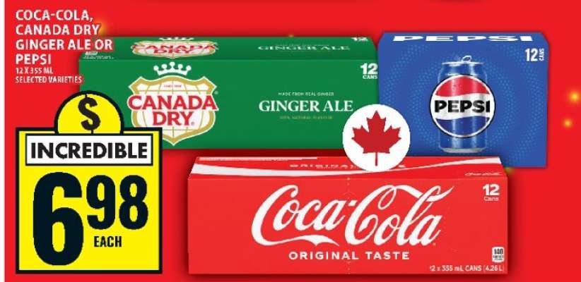 Coca-Cola, Canada Dry Ginger Ale or Pepsi