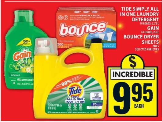 Tide Simply All In One Laundry Detergent, Gain, Bounce Dryer Sheets