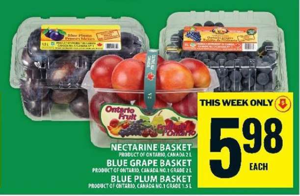 Nectarine Basket, Blue Grape Basket, Blue Plum Basket