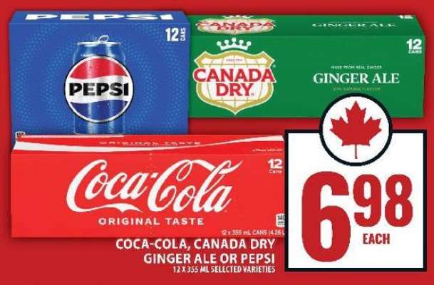 Coca-Cola, Canada Dry Ginger Ale or Pepsi
