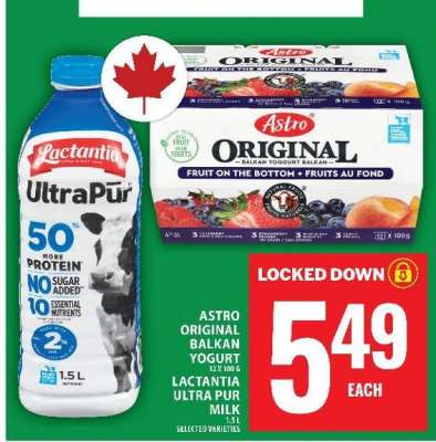 Astro Original Balkan Yogurt & Lactantia Ultra Pur Milk