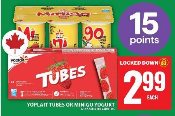 YOPLAIT TUBES OR MINIGO YOGURT