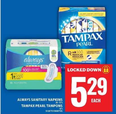 ALWAYS SANITARY NAPKINS TAMPAX PEARL TAMPONS
