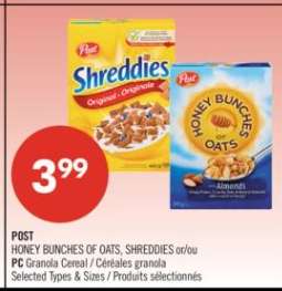 POST HONEY BUNCHES OF OATS, SHREDDIES