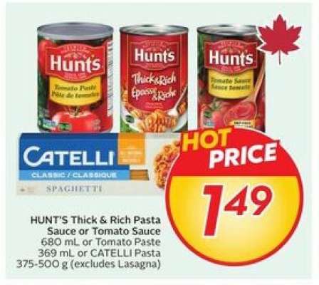 HUNT'S Thick & Rich Pasta Sauce or Tomato Sauce