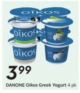 DANONE Oikos Greek Yogurt 4 pk