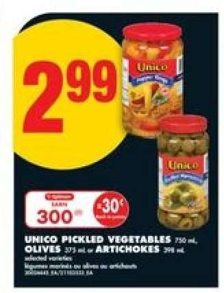 UNICO PICKLED VEGETABLES, OLIVES or ARTICHOKES