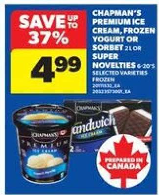 Chapman's Premium Ice Cream, Frozen Yogurt or Sorbet