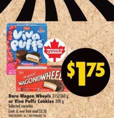 Dare Wagon Wheels or Viva Puffs Cookies