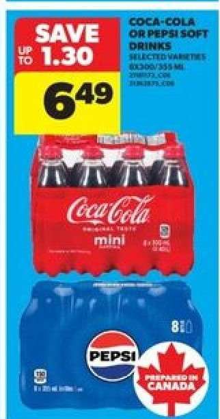 COCA-COLA or PEPSI SOFT DRINKS