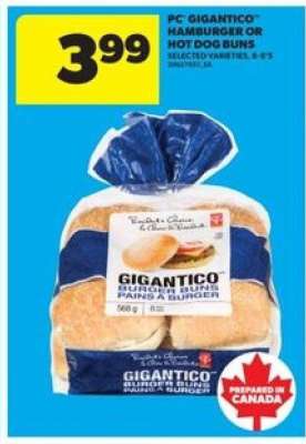 PC Gigantico Hamburger or Hot Dog Buns