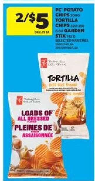 PC Potato Chips, Tortilla Chips, Garden Stix