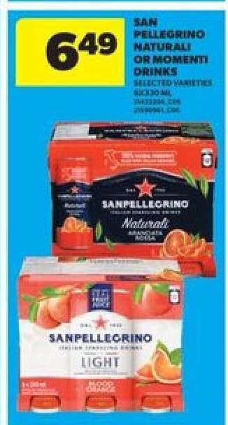 San Pellegrino Naturali or Momenti Drinks