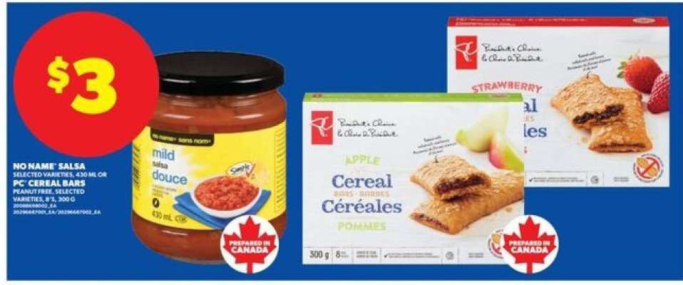 No Name Salsa or PC Cereal Bars
