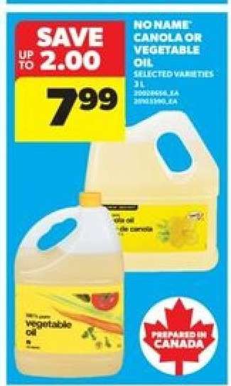 No Name Canola or Vegetable Oil