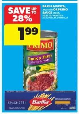 Barilla Pasta or Primo Sauce