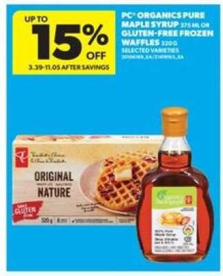 PC Organics Pure Maple Syrup or Gluten-Free Frozen Waffles