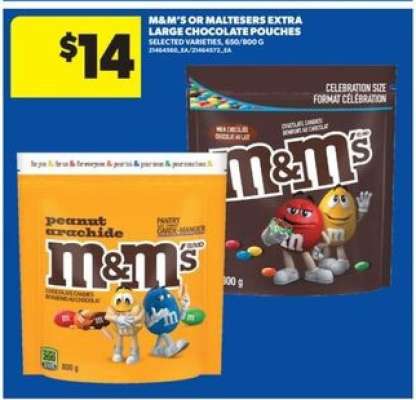 M&M's or Maltesers Extra Large Chocolate Pouches