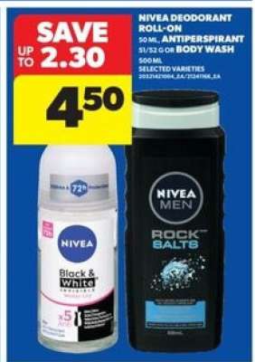 Nivea Deodorant Roll On or Body Wash