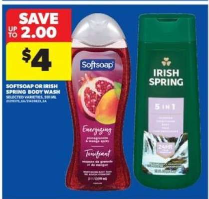 SOFTSOAP or IRISH SPRING BODY WASH