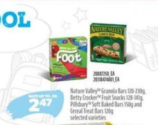 Nature Valley Granola Bars, Betty Crocker Fruit Snacks, Pillsbury Soft Baked Bars and Cereal Treat Bars