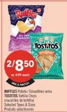 RUFFLES Potato / Croustilles or/ou TOSTITOS Tortilla Chips