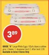GRADE "A" LARGE WHITE EGGS