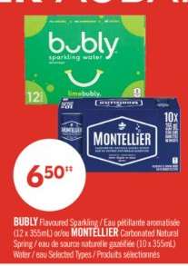 BUBLY Flavoured Sparkling / MONTELLIER Carbonated Natural Spring