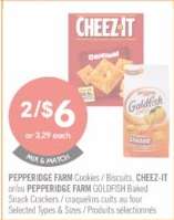 PEPPERIDGE FARM Cookies / Biscuits, CHEEZ-IT and/or PEPPERIDGE FARM GOLDFISH Baked Snack Crackers