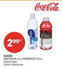 GLACÉAU SMARTWATER or/ou VITAMINWATER 591mL