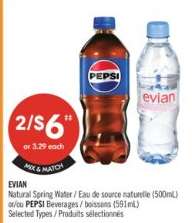 EVIAN or PEPSI Beverages