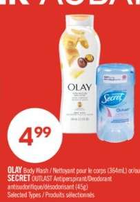 OLAY Body Wash / SECRET OUTLAST Antiperspirant/Deodorant