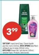SOFTSOAP Liquid Hand Soap / IRISH SPRING Body Wash / NIVEA MEN Shower Gel