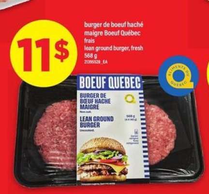 burger de boeuf haché maigre Boeuf Québec