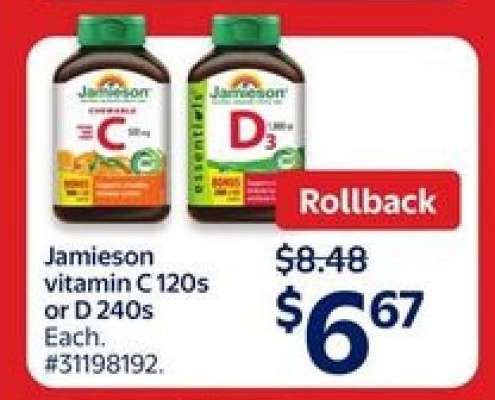 Jamieson Vitamin C 120s or D 240s
