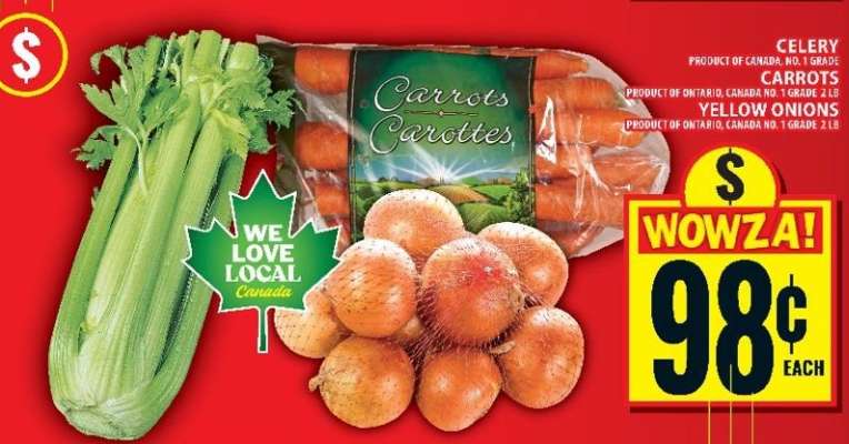 Celery, Carrots, Yellow Onions