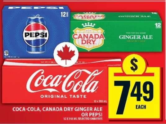 Coca-Cola, Canada Dry Ginger Ale or Pepsi