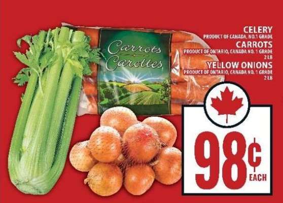 Celery, Carrots, Yellow Onions