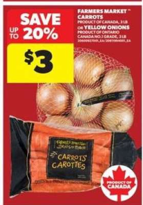 Farmers Market Carrots or Yellow Onions