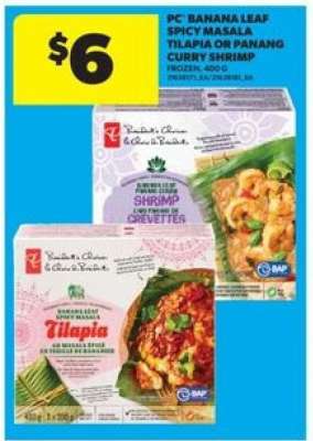 PC Banana Leaf Spicy Masala Tilapia or Panang Curry Shrimp