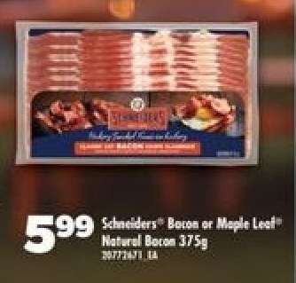 Schneiders Bacon or Maple Leaf Natural Bacon