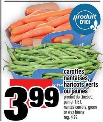 carottes nantaises, haricots verts ou jaunes