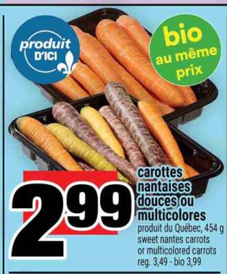 CAROTTES NANTAISES DOUCES OU MULTICOLORES