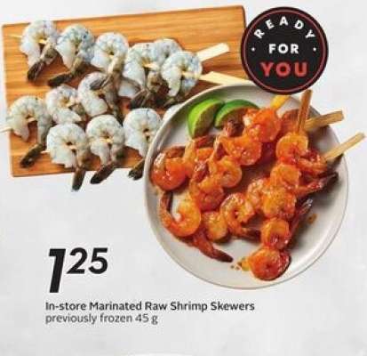 In-Store Marinated Raw Shrimp Skewers