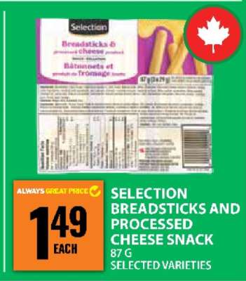 Selection Breadsticks and Processed Cheese Snack