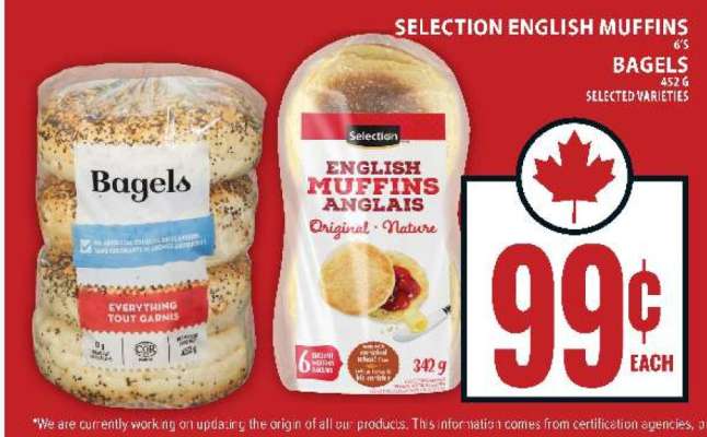 Selection English Muffins or Bagels