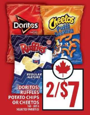 Doritos, Ruffles Potato Chips or Cheetos