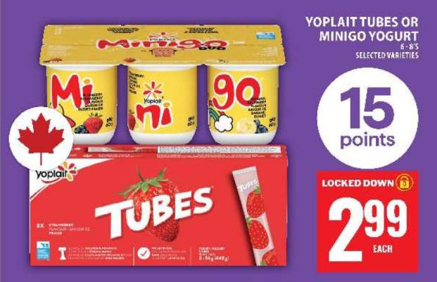 YOPLAIT TUBES OR MINIGO YOGURT