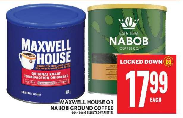 Maxwell House or Nabob Ground Coffee