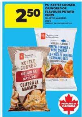 PC Kettle Cooked or World of Flavours Potato Chips